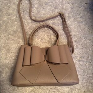 Grossi Bow-Front Crossbody Handbag in Taupe